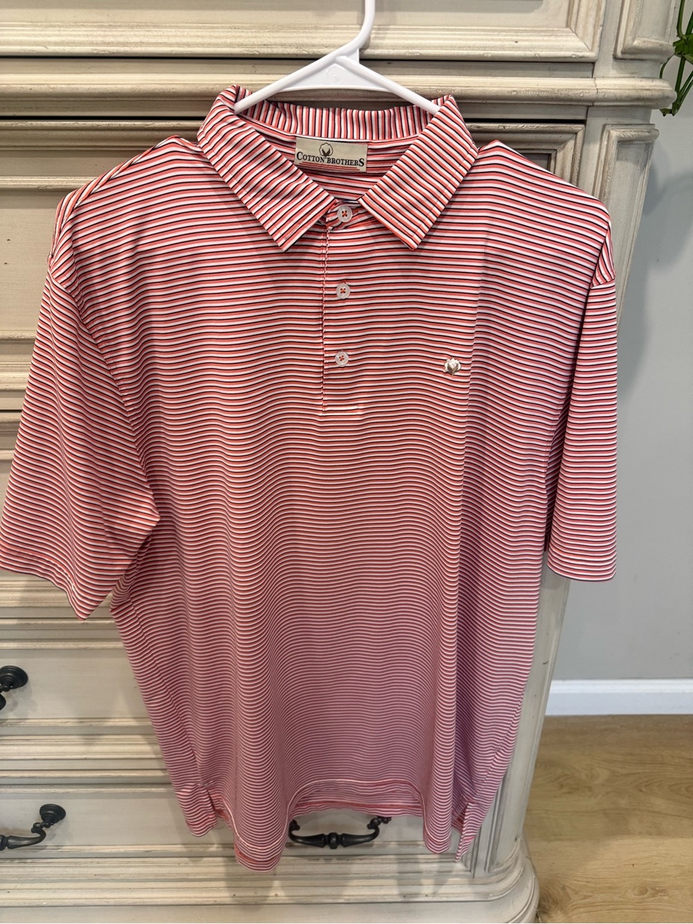 Cotton Brothers Men's Red & White Narrow-Stripe Polo